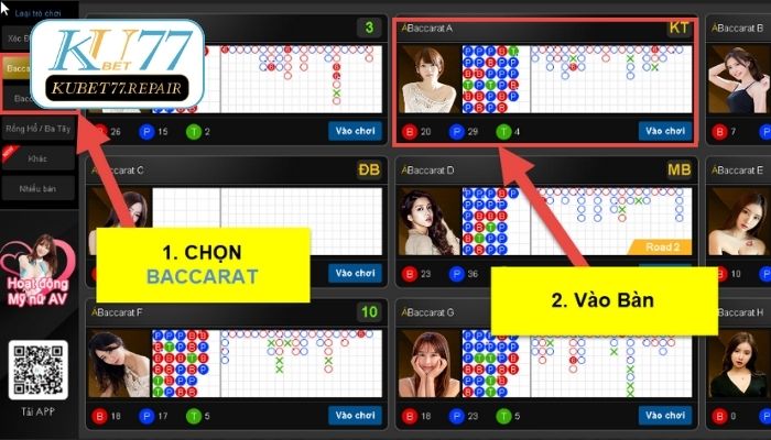 Baccarat trò chơi yêu thích tại sảnh Kubet casino