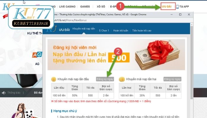 Khuyến mãi cho người chơi trong nạp lần đầu